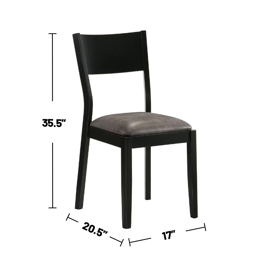 Set Of 2 Paddeddining Chairs In Black And Gray Finish Solid Black Dining Room Dining Chairs Faux Leather