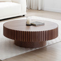 39.37'' Round Mdf Coffee Table Mid Century Modern Coffee Table Unique Coffee Table For Living Room Furniture, Tea Table Walnut Walnut Primary Living Space Modern Mdf