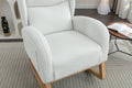 049 Teddy Fabric Rocking Chair With Packet Wood Legs,Ivory Wood Solid Ivory Primary Living Space Foam Wipe Clean Modern Rocking Chairs Eucalyptus Tufted Back Foam Teddy