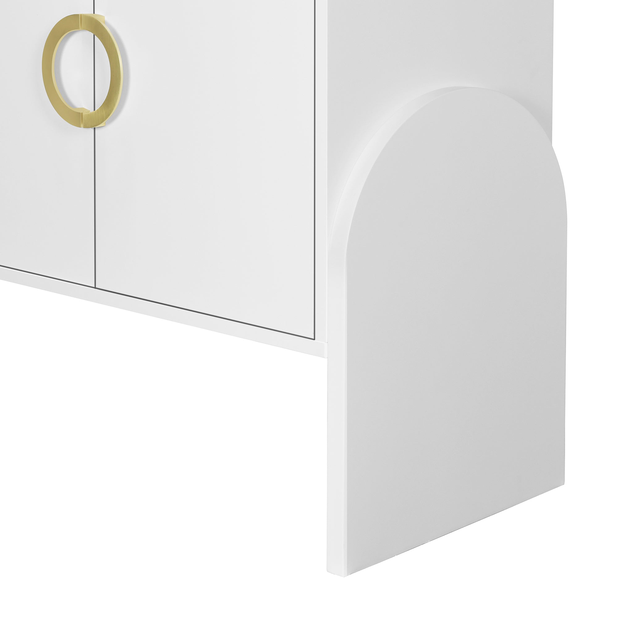 U Style Four Door Metal Handle Storage Cabinet white-solid wood+mdf