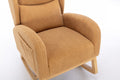 049 Teddy Fabric Rocking Chair With Packet Wood Legs,Khaki Wood Solid Khaki Primary Living Space Foam Wipe Clean Modern Rocking Chairs Eucalyptus Tufted Back Foam Teddy
