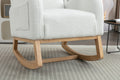 049 Teddy Fabric Rocking Chair With Packet Wood Legs,Ivory Wood Solid Ivory Primary Living Space Foam Wipe Clean Modern Rocking Chairs Eucalyptus Tufted Back Foam Teddy