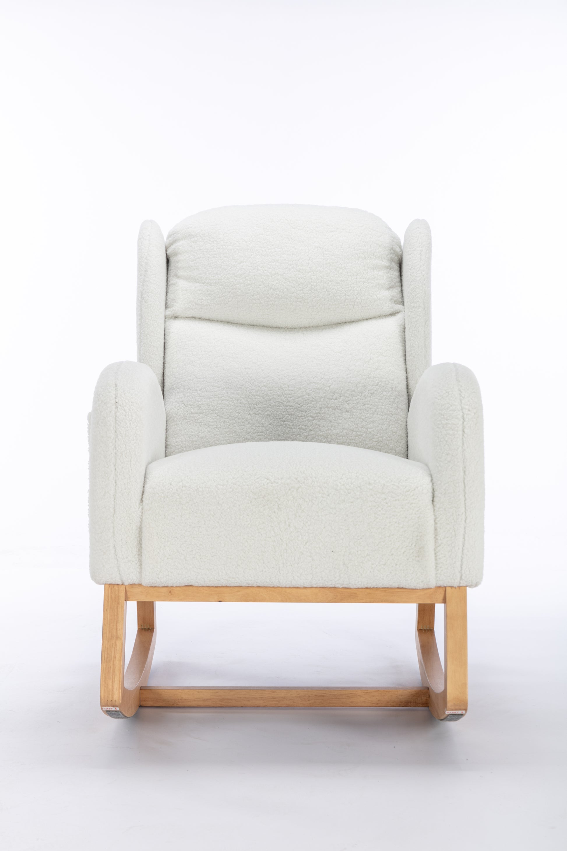 049 Teddy Fabric Rocking Chair With Packet Wood Legs,Ivory Wood Solid Ivory Primary Living Space Foam Wipe Clean Modern Rocking Chairs Eucalyptus Tufted Back Foam Teddy