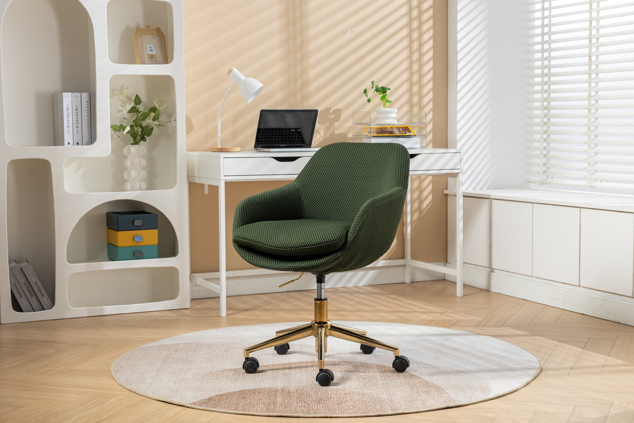 046 Mesh Fabric Home Office 360 Swivel Chair solid-green-office-sponge-wipe