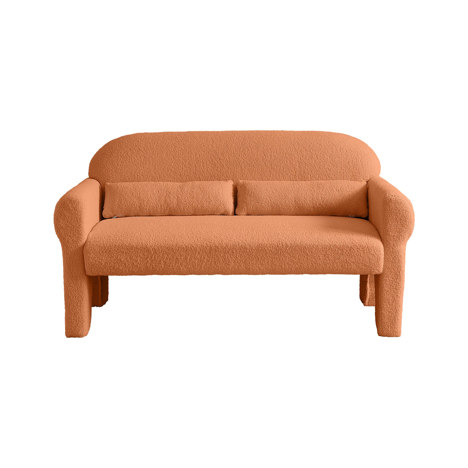 Modern Boucle Seat For Living Room Orange Foam 2 Seat