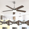 42 Inch Ceiling Fan 5 Blades Noiseless Reversible Dc Motor Remote Control With Led Light Brushed Nickel Mdf