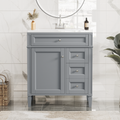 30'' Bathroom Vanity With Top Sink, Modern Bathroom Storage Cabinet With 2 Drawers And A Tip Out Drawer, Single Sink Bathroom Vanity 3 Grey 1 2 Adjustable Shelves Bathroom Freestanding Solid Wood Mdf Painted