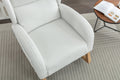 049 Teddy Fabric Rocking Chair With Packet Wood Legs,Ivory Wood Solid Ivory Primary Living Space Foam Wipe Clean Modern Rocking Chairs Eucalyptus Tufted Back Foam Teddy