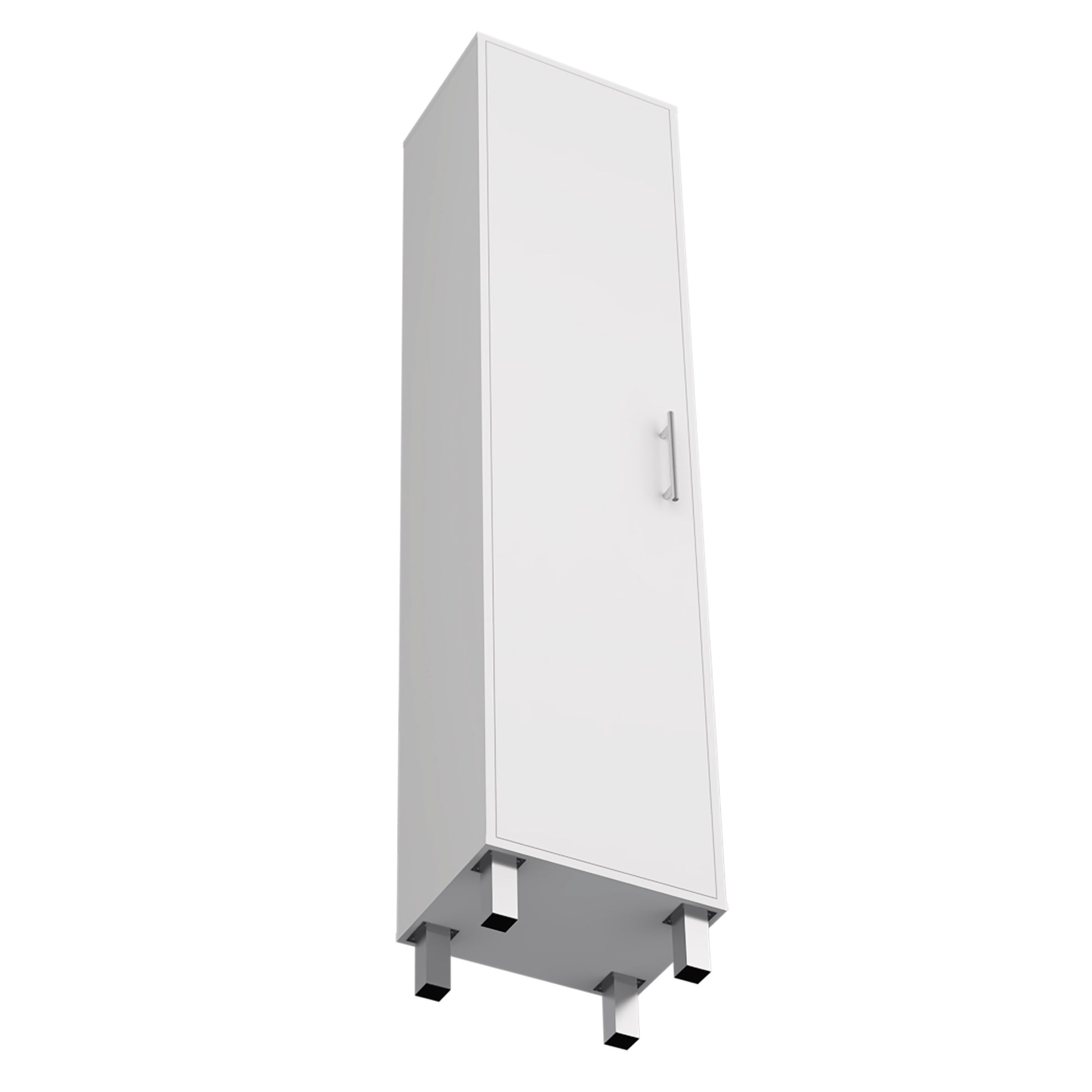 Laska 70" Tall Storage Cabinet Broom Closet With Broom Hangers,And Four Shelves White Particle Board