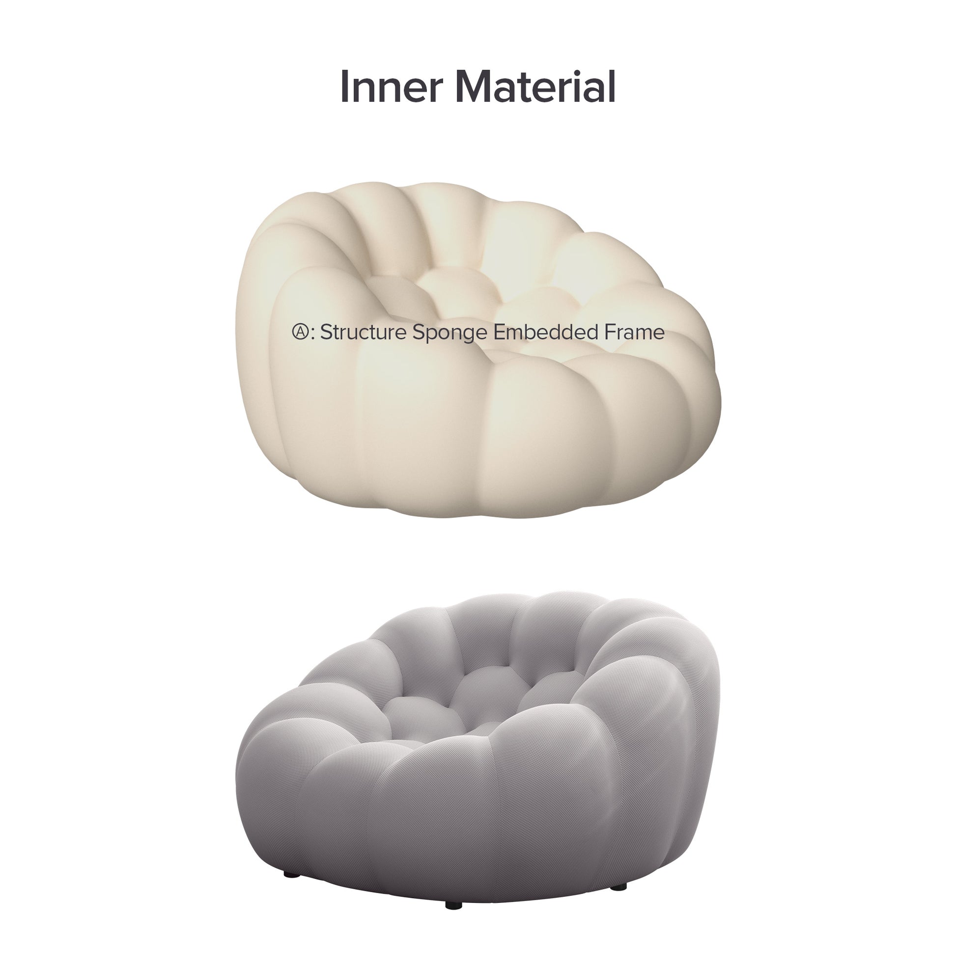 46.9'' Modern Bubble Floor Sofa,Single Chair For Living Room,Gray Gray Foam Fabric 1 Seat