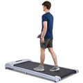 2 In 1 Under Desk Electric Treadmill 2.5Hp, Remote Control, Display, Walking Jogging Running Machine Fitness Equipment For Home Gym Office Silver Metal