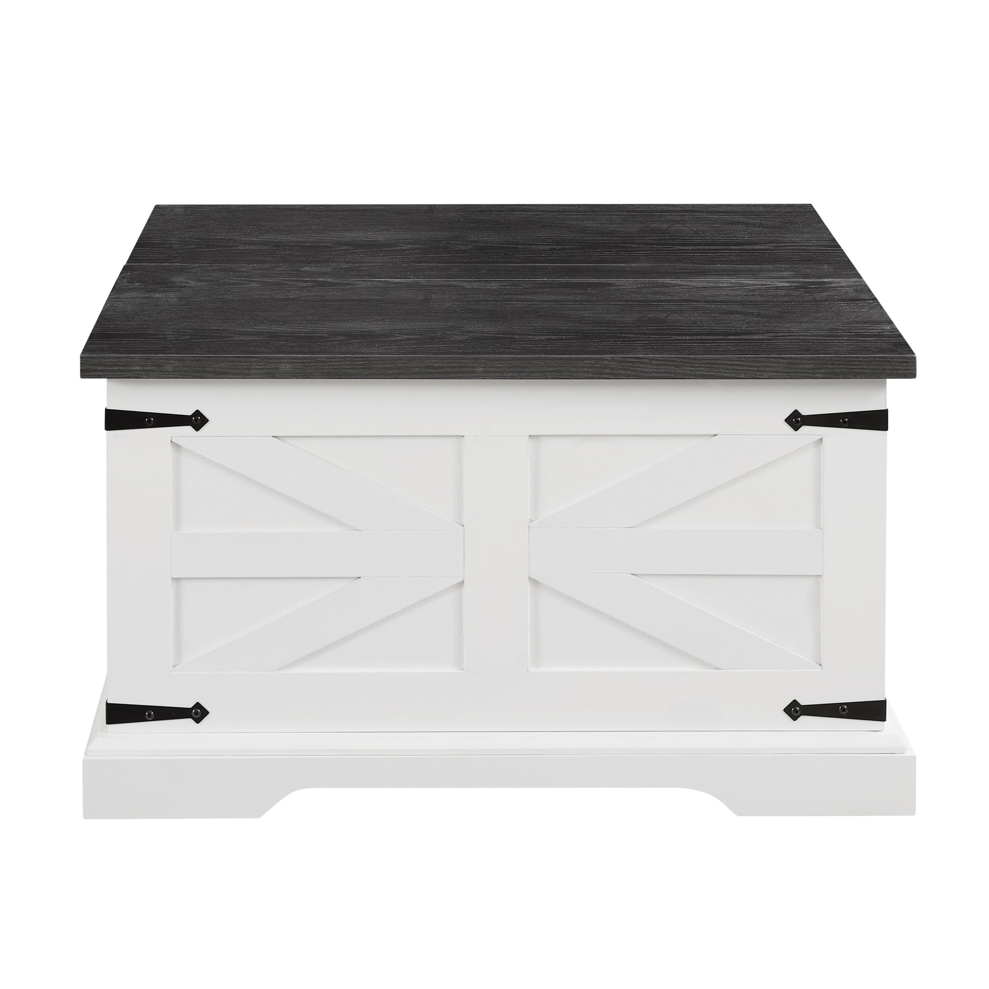 Farmhouse Coffee Table, Square Wood Center Table With Large Hidden Storage Compartment For Living Room, Barn Design Center Table Rustic Cocktail Table With Hinged Lift Top For Home L31.5''*W31.5''*H18 White Square Mdf