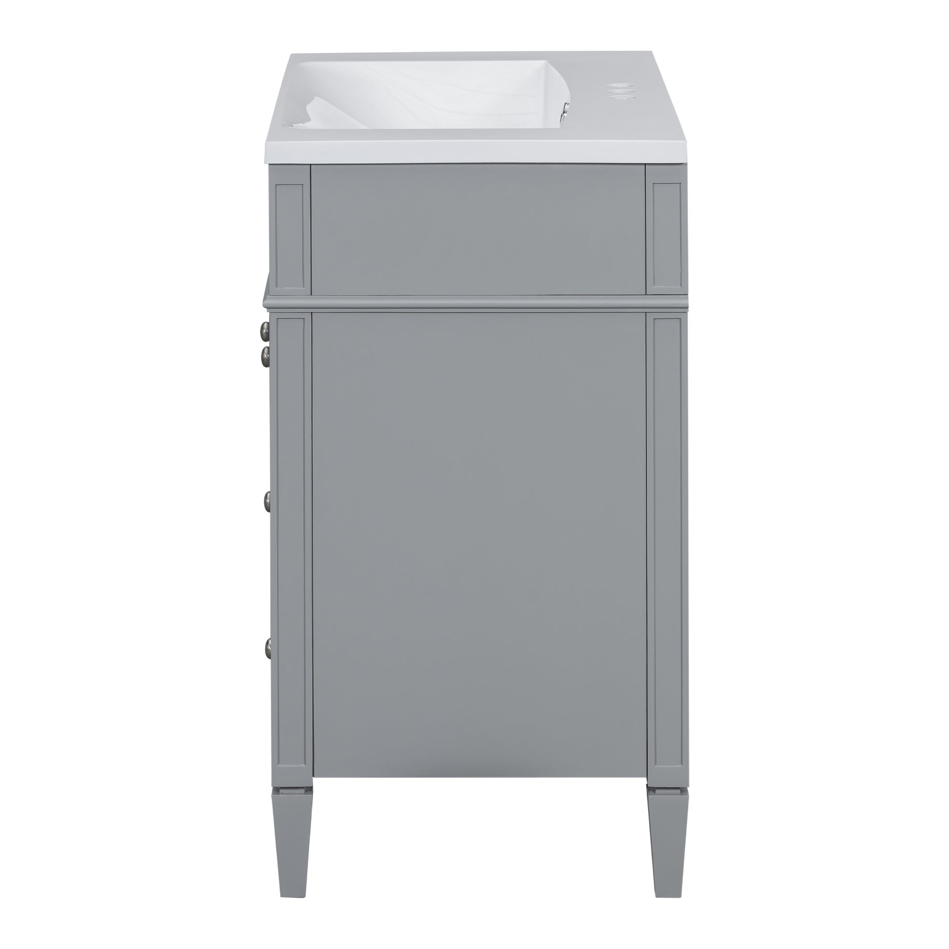 30'' Bathroom Vanity With Top Sink, Modern Bathroom Storage Cabinet With 2 Drawers And A Tip Out Drawer, Single Sink Bathroom Vanity 3 Grey 1 2 Adjustable Shelves Bathroom Freestanding Solid Wood Mdf Painted