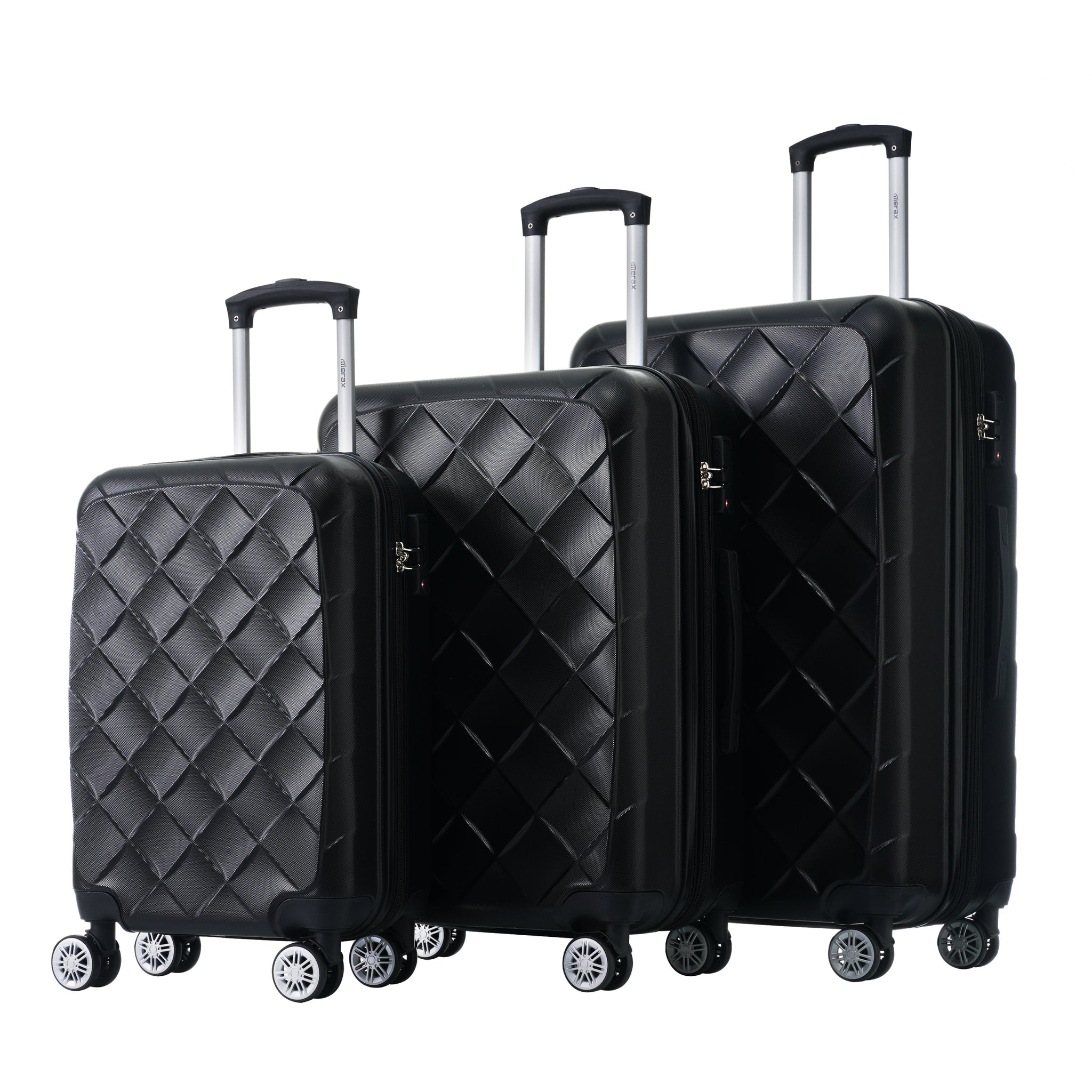 3 Piece Luggage Set Suitcase Set, ABS Hard Shell black-abs