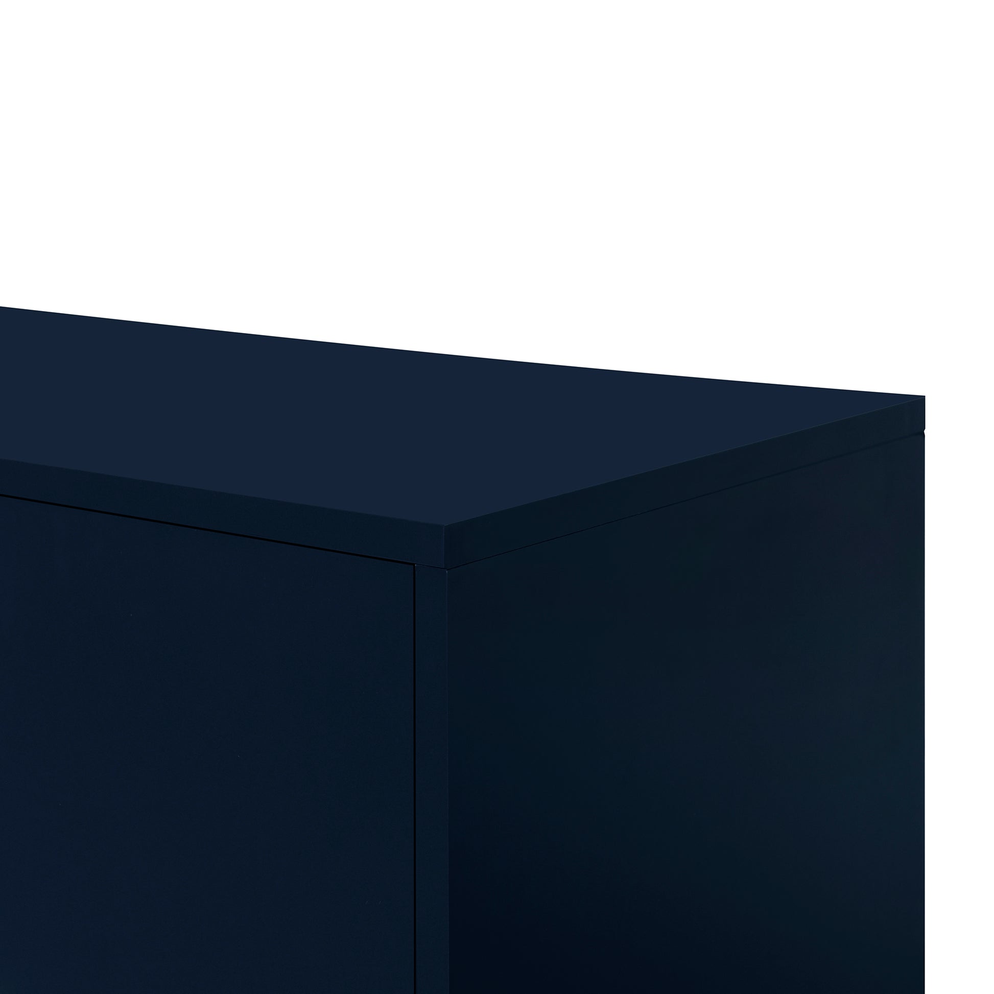 Four Door Metal Handle Storage Cabinet, Suitable For Study, Living Room,Adjustable Shelf Navy Blue Solid Wood Mdf