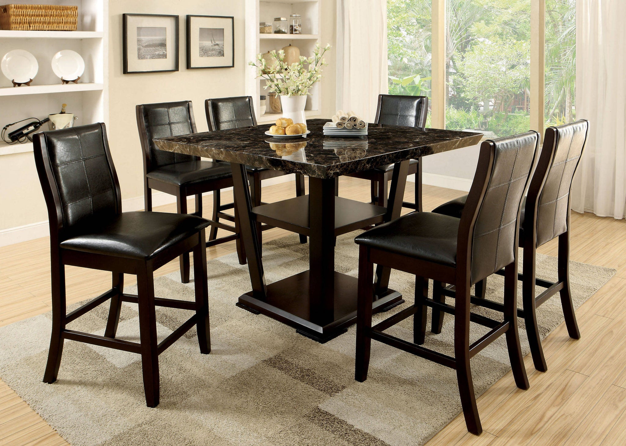 Transitional Dining Room Counter Height Chairs Set of brown-brown-dining