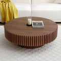 39.37'' Round Mdf Coffee Table Mid Century Modern Coffee Table Unique Coffee Table For Living Room Furniture, Tea Table Walnut Walnut Primary Living Space Modern Mdf