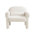 Modern Boucle Accent Chair With Lumbar Pillow For Living Room Antique White Fabric 1 Seat