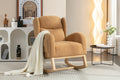 049 Teddy Fabric Rocking Chair With Packet Wood Legs,Khaki Wood Solid Khaki Primary Living Space Foam Wipe Clean Modern Rocking Chairs Eucalyptus Tufted Back Foam Teddy