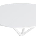 42.13'' Modern Cross Leg Round Dining Table, White Top Occasional Table, Two Piece Removable Top, Matte Finish Iron Legs White Mdf Metal