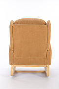 049 Teddy Fabric Rocking Chair With Packet Wood Legs,Khaki Wood Solid Khaki Primary Living Space Foam Wipe Clean Modern Rocking Chairs Eucalyptus Tufted Back Foam Teddy
