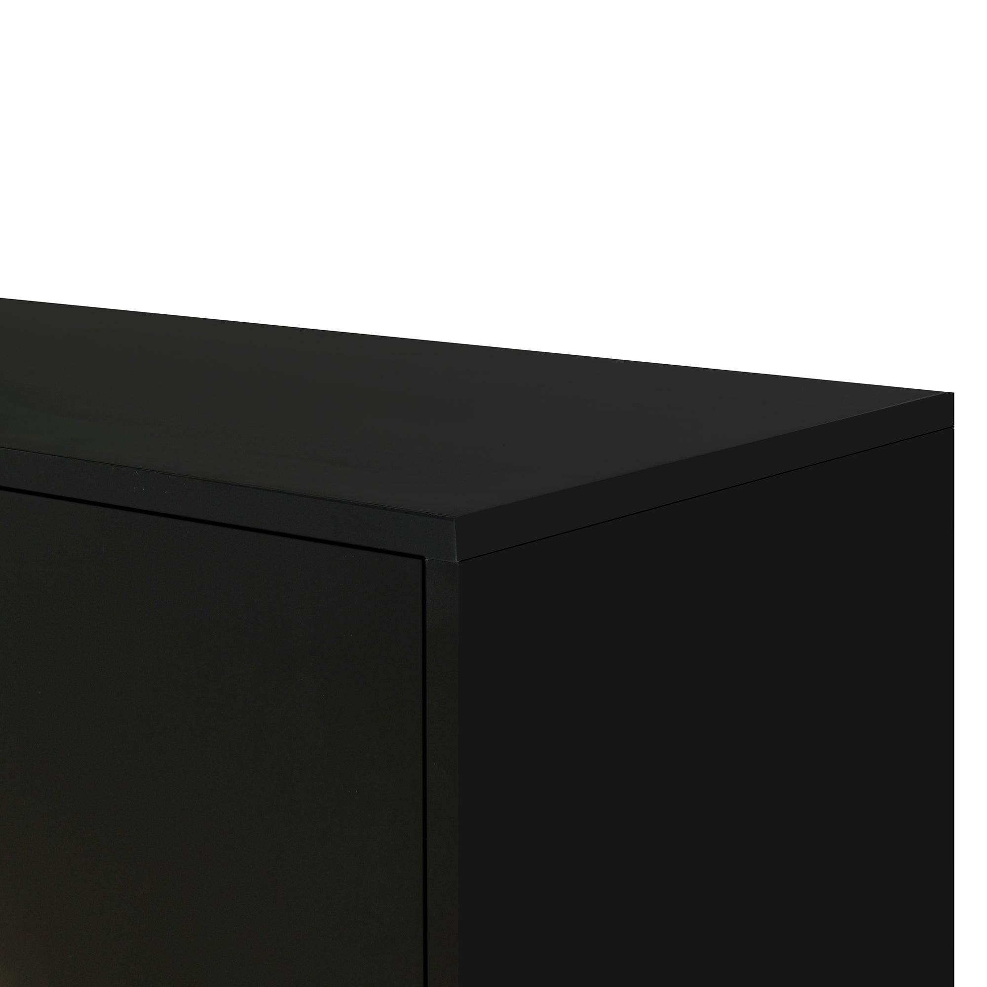 U Style Four Door Metal Handle Storage Cabinet black-solid wood+mdf