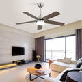 42 Inch Ceiling Fan 5 Blades Noiseless Reversible Dc Motor Remote Control With Led Light Brushed Nickel Mdf