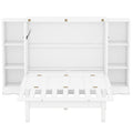 Queen Size Murphy Bed With Shelves, Drawers And Usb Ports,White White Mdf Lvl