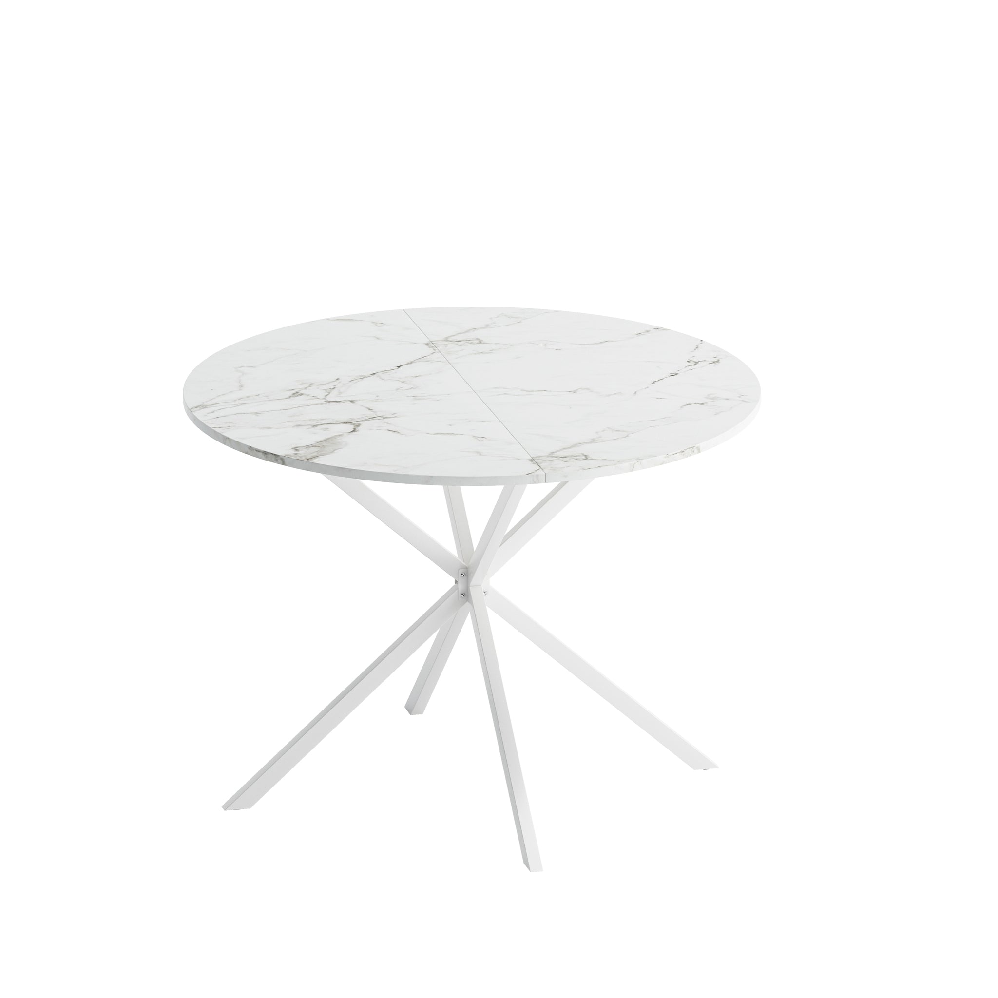 42.13'' Modern Cross Leg Round Dining Table, White white-mdf+metal