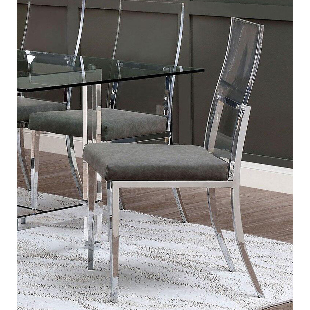 Set of 2 Acrylic and fabric Padded Dining Chairs