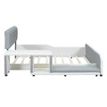 Full Size Upholstered Platform Bed With Storage Nightstand And Guardrail, Gray Box Spring Not Required Full Gray Wood Bedroom Upholstered