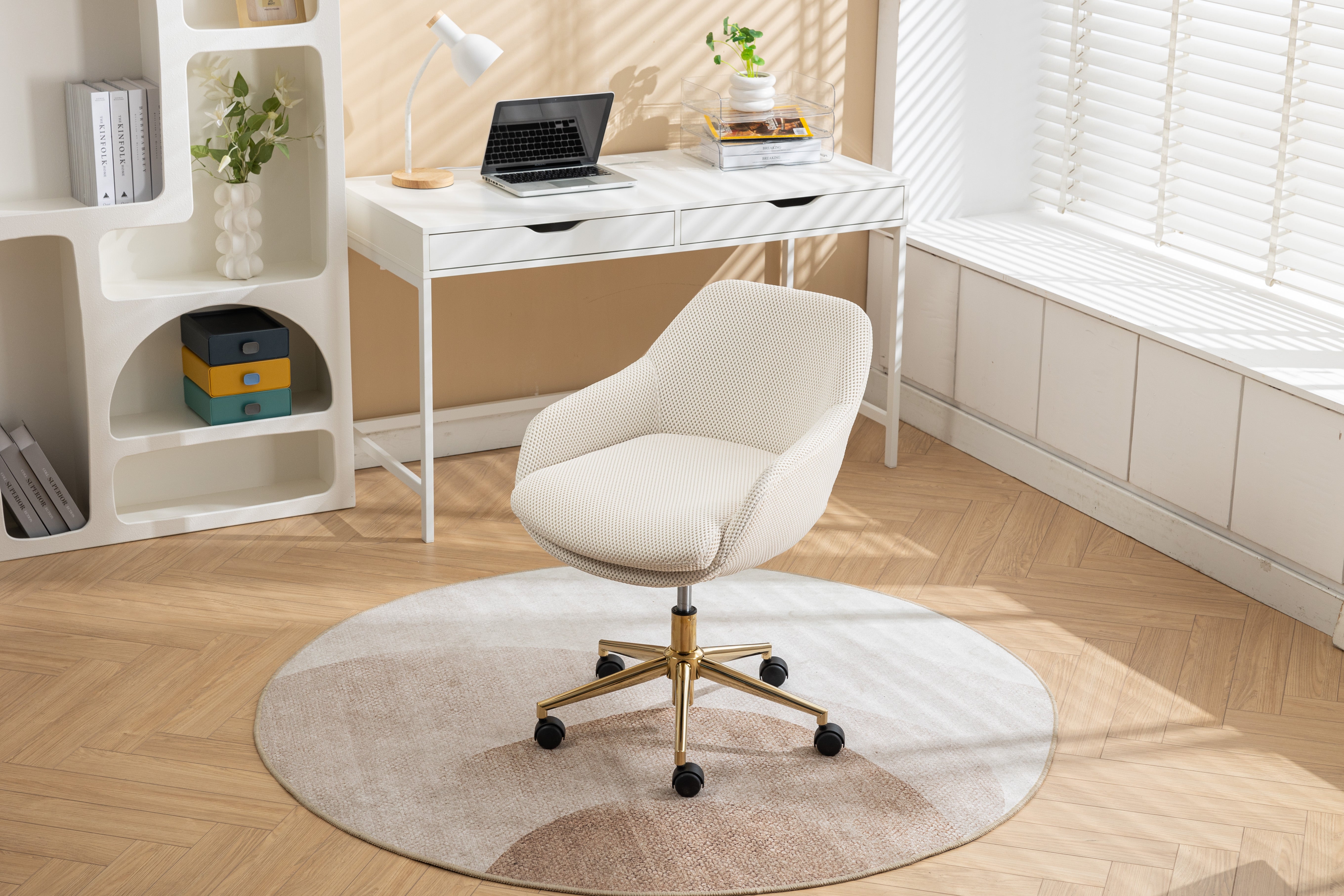 046 Mesh Fabric Home Office 360 Swivel Chair Adjustable Height With Go
