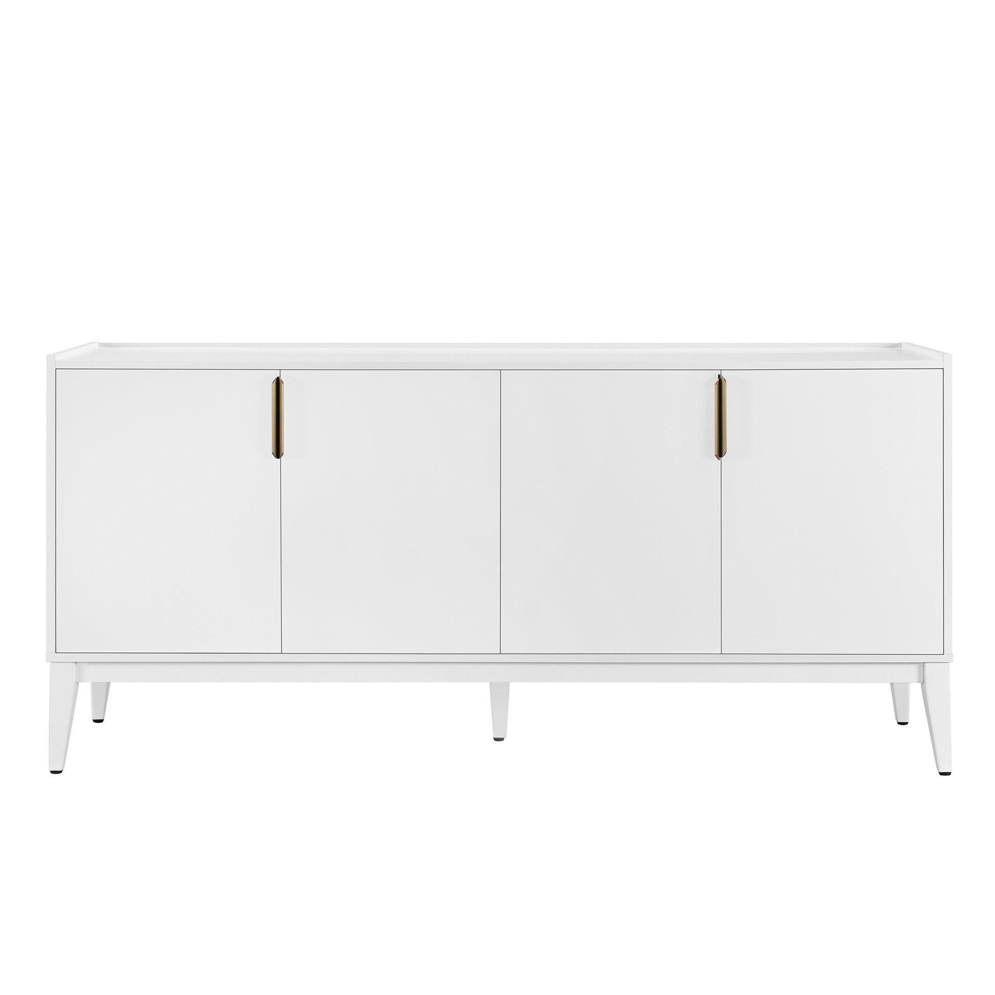 Storage Cabinet Sideboard Wooden Cabinet With 4 Doors For Hallway, Entryway, Living Room, Adjustable Shelf White Solid Wood Mdf