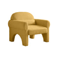 Modern Boucle Accent Chair With Lumbar Pillow For Living Room Antique Yellow Fabric 1 Seat