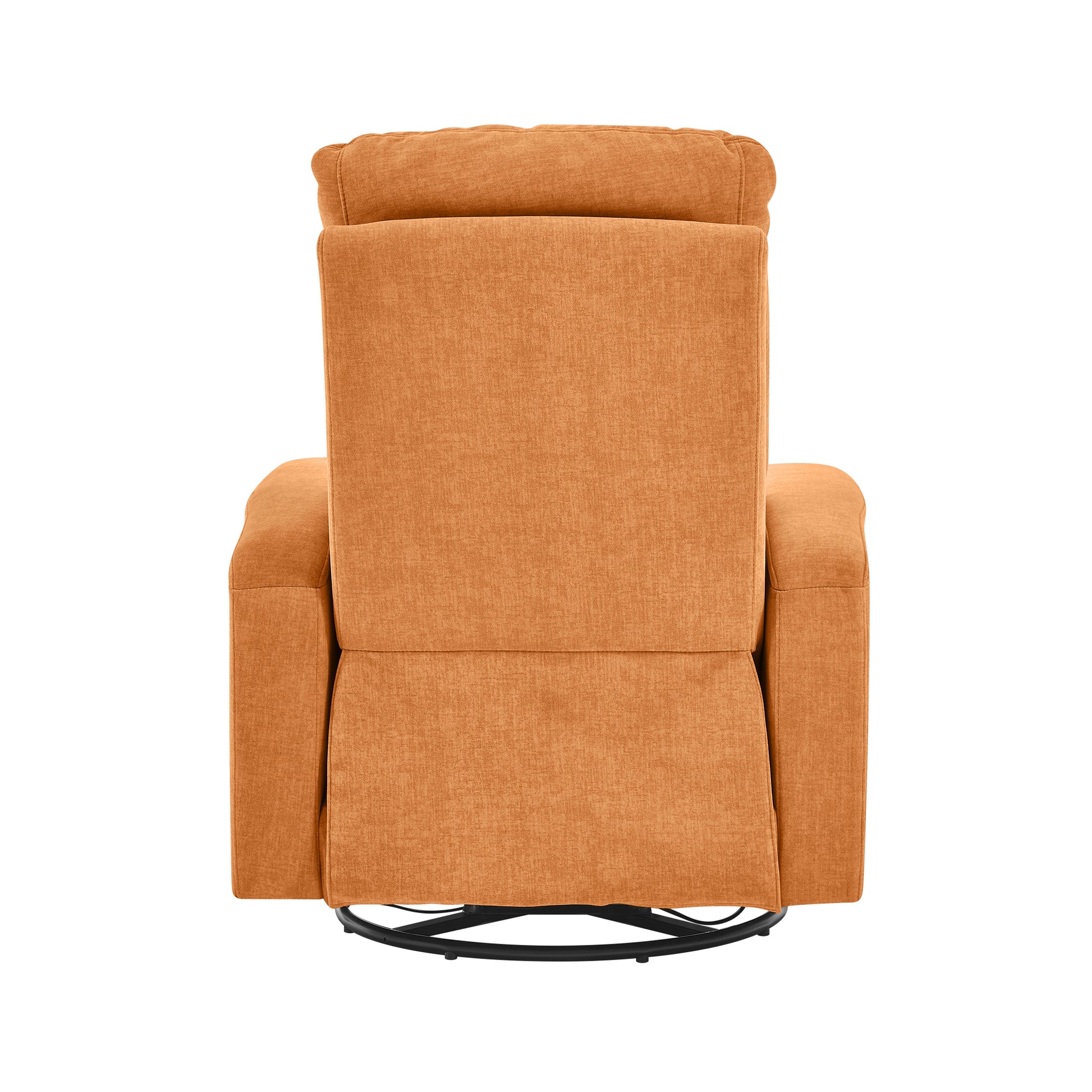 Swivel Rocking Recliner Sofa Chair With Usb Charge Port & Cup Holder For Living Room, Bedroom,Light Orange Orange Foam