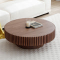 39.37'' Round Mdf Coffee Table Mid Century Modern Coffee Table Unique Coffee Table For Living Room Furniture, Tea Table Walnut Walnut Primary Living Space Modern Mdf