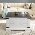 Farmhouse Coffee Table, Square Wood Center Table With Large Hidden Storage Compartment For Living Room, Barn Design Center Table Rustic Cocktail Table With Hinged Lift Top For Home L31.5''*W31.5''*H18 White Square Mdf