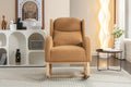 049 Teddy Fabric Rocking Chair With Packet Wood Legs,Khaki Wood Solid Khaki Primary Living Space Foam Wipe Clean Modern Rocking Chairs Eucalyptus Tufted Back Foam Teddy