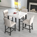 Five Piece Dining Set With Imitation Marble Tabletop, Restaurant Combination Set, Solid Wood Dining Table And 4 Chairs, Space Saving Combination Furniture For Kitchen And Dining Room. Black White Solid Wood Mdf