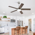 42 Inch Ceiling Fan 5 Blades Noiseless Reversible Dc Motor Remote Control With Led Light Brushed Nickel Mdf