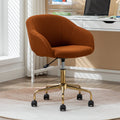 047 Mesh Fabric Home Office 360 Swivel Chair Adjustable Height With Gold Metal Base,Caramel Solid Caramel Office Sponge Wipe Clean Modern Office Chairs Tufted Back Foam Adjustable Height Fabric Mesh