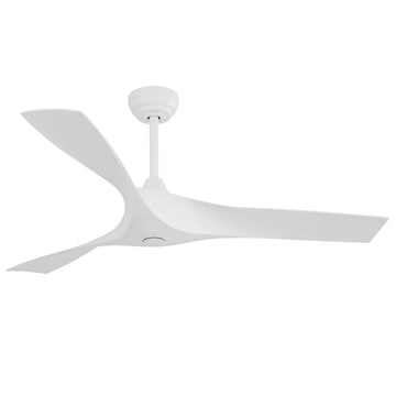 52 Inch Ceiling Fan Without Light, With Remote Control 6 Speed Quiet Reversible Dc Motor White Abs