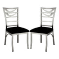 Set Of 2 Black Microfiber And Metal Side Chairs In Silver Solid Black Silver Dining Room Side Chair Fabric Metal