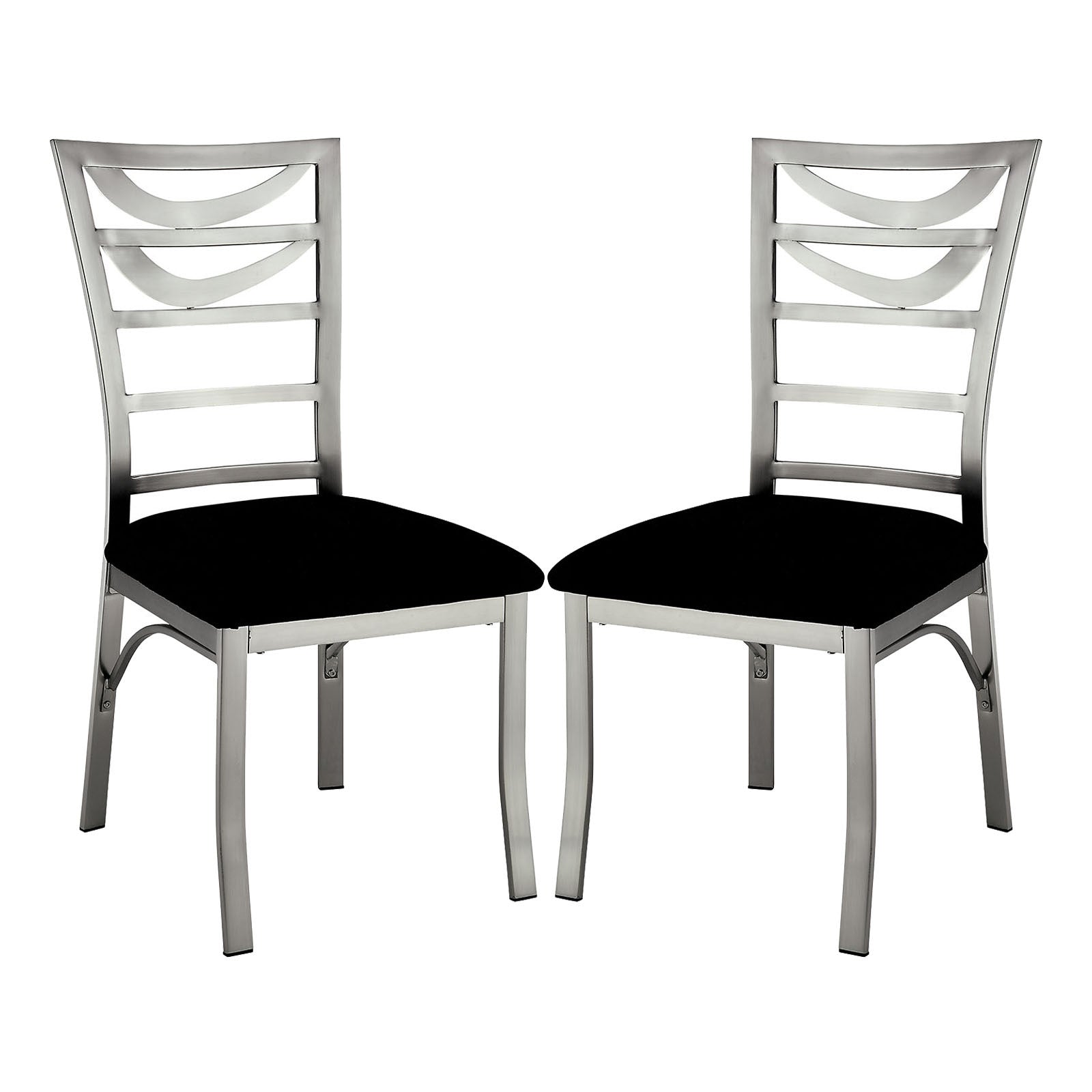 Set of 2 Black Microfiber and Metal Side Chairs