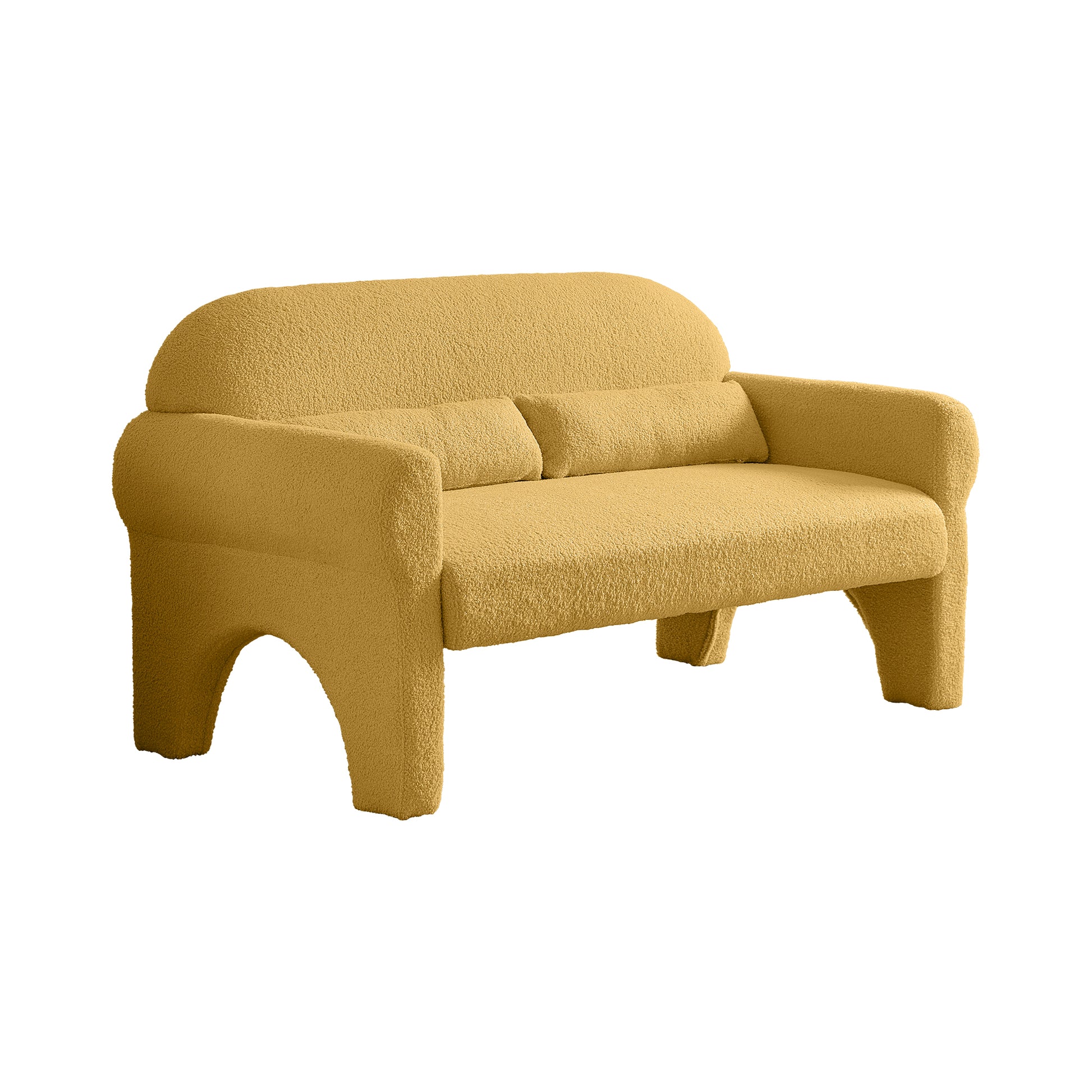 Modern Boucle Seat For Living Room Yellow Foam 2 Seat