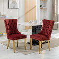 Nikki Collection Modern, High End Tufted Solid Wood Contemporary Velvet Upholstered Dining Chair With Golden Stainless Steel Plating Legs,Nailhead Trim,Set Of 2,Wine Red And Gold, Sw1601Wr,Burdy Burgundy Dining Room American Design Dining Chairs