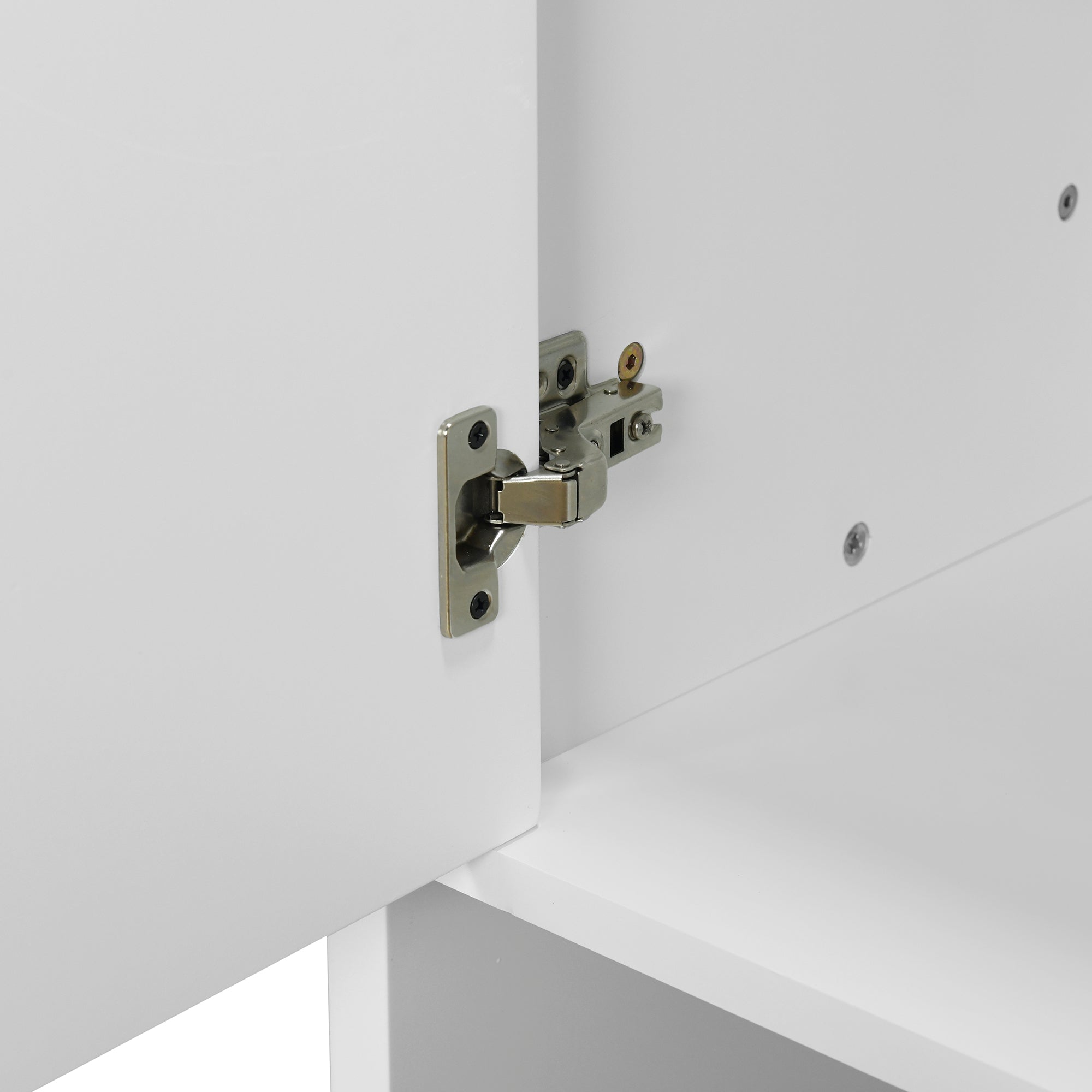 U Style Four Door Metal Handle Storage Cabinet white-solid wood+mdf