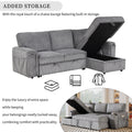 Upholstery Sleeper Sectional Sofa With Storage Bags And 2 Cup Holders On Arms Gray Wood Cushion Back Square Arms Polyester 3 Seat
