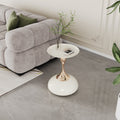 Luxury Design Iron End Table, Minimalist Round Side Table For Small Space White Iron