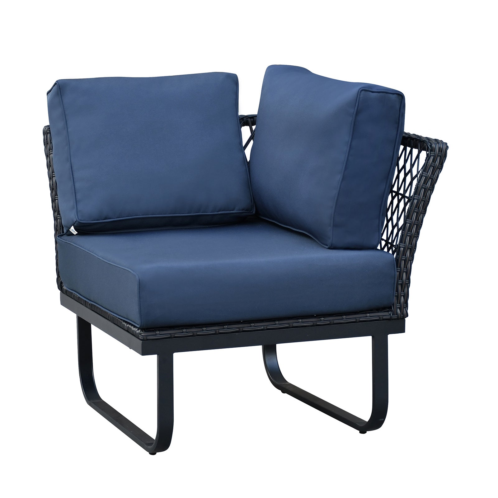 Outdoor Corner Chair yes-complete patio set-navy blue-rust resistant